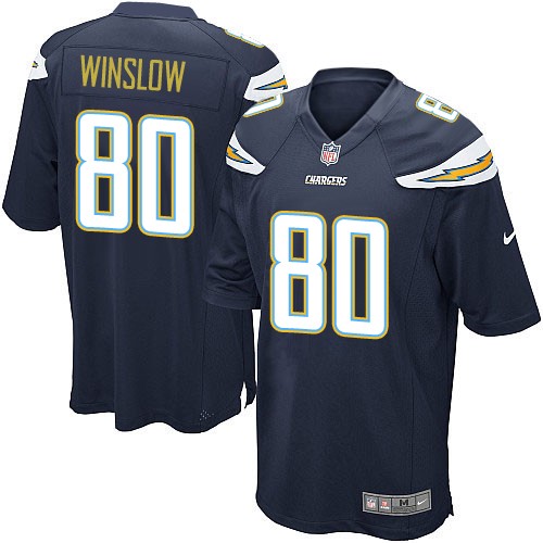 Men's Game Kellen Winslow Nike Jersey Navy Blue Home - #80 NFL Los Angeles Chargers